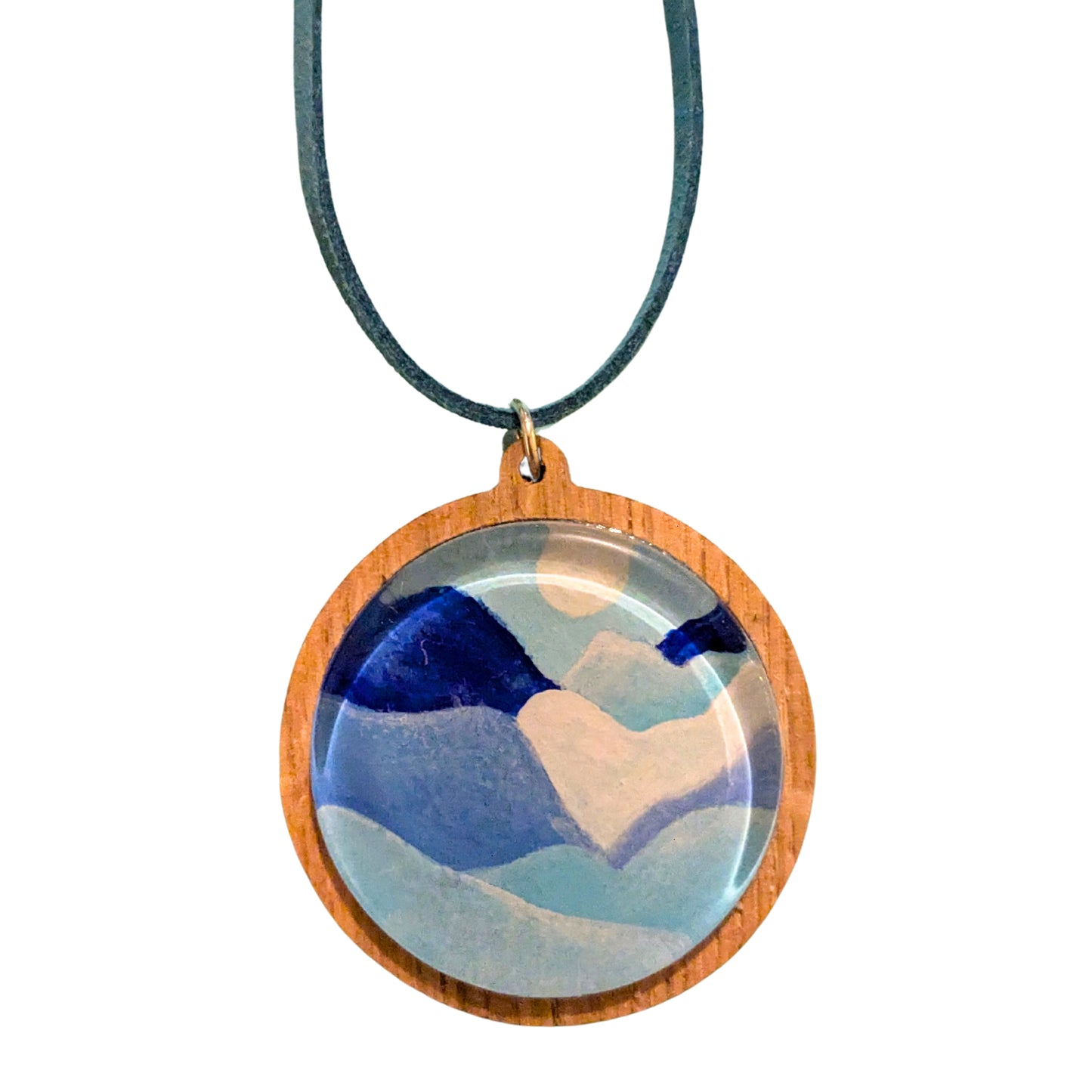 Winter Scene Abstract Pendant on a Soft Vegan Suede Cord