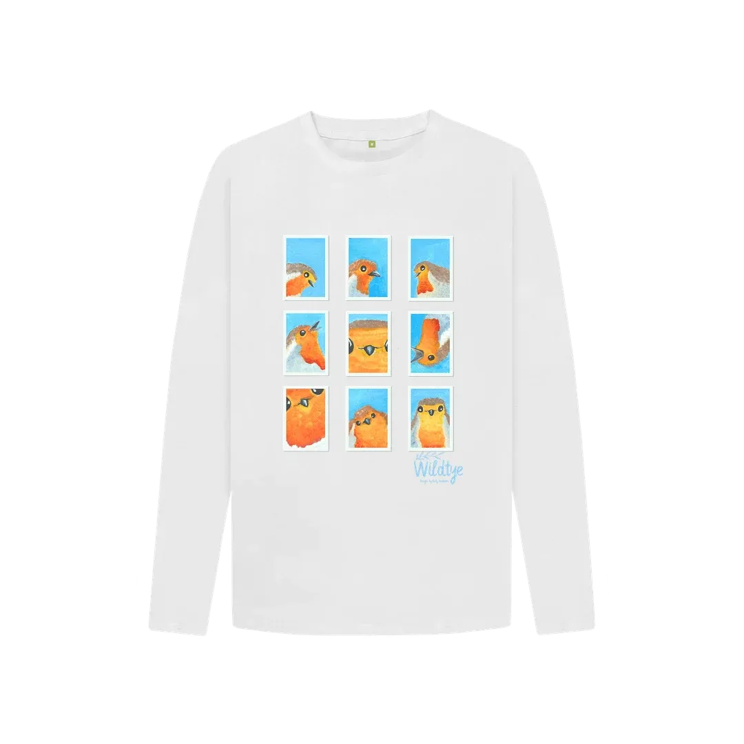 Kids Robin Passport Photos Long Sleeve White Organic Cotton Tee