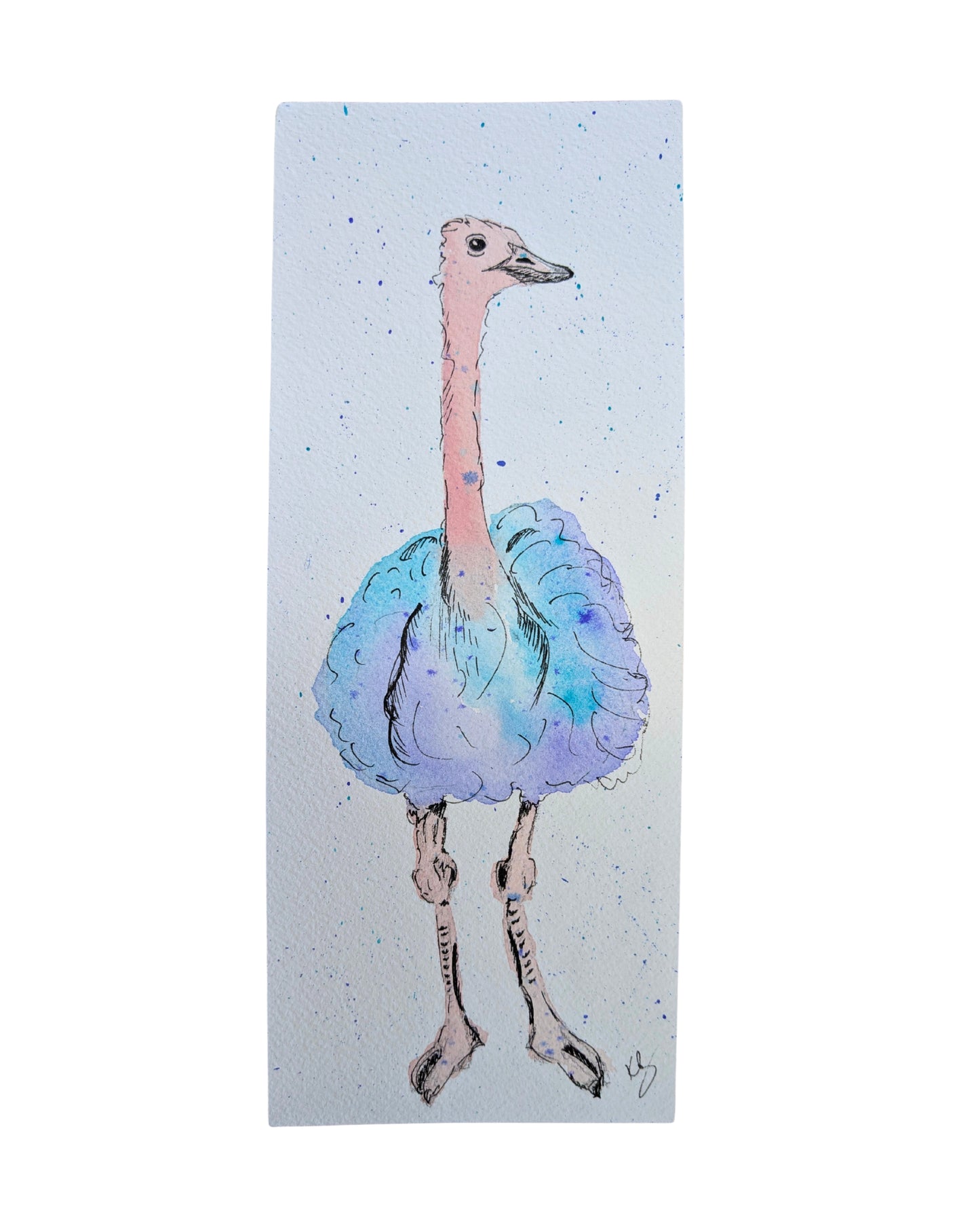 "Feeling Fabulous" Ostrich Original Watercolour & Ink