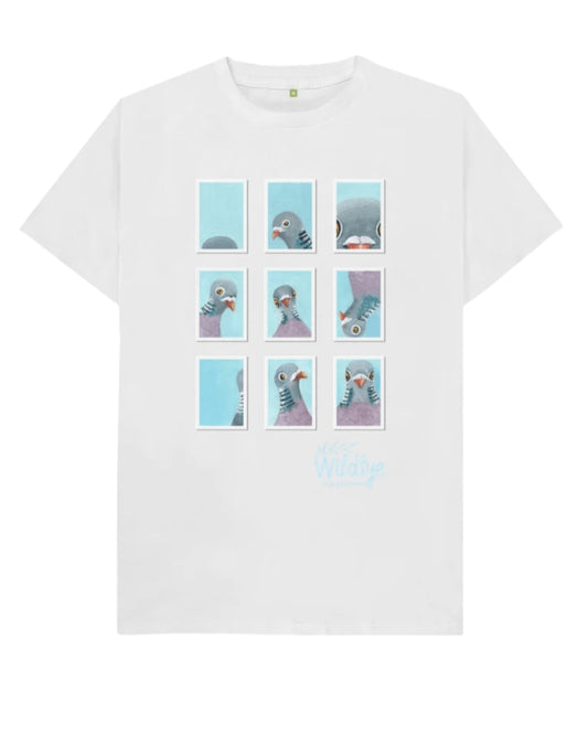 Kids Pigeon Passport Photos White Organic Cotton Tee