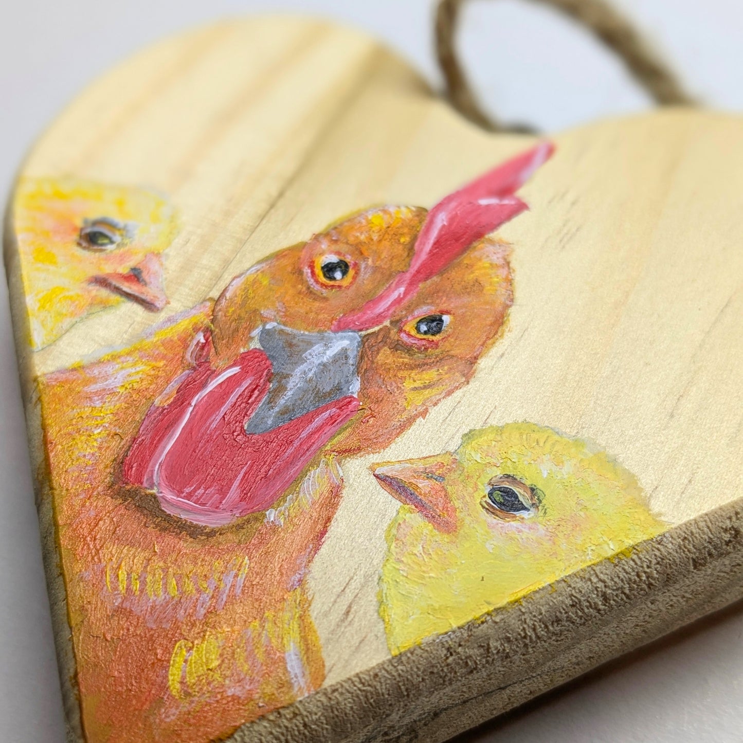 Mother Hen Chunky Wooden Heart Hanging (small)