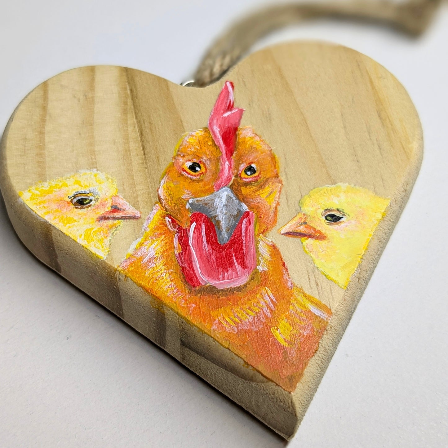 Mother Hen Chunky Wooden Heart Hanging (small)