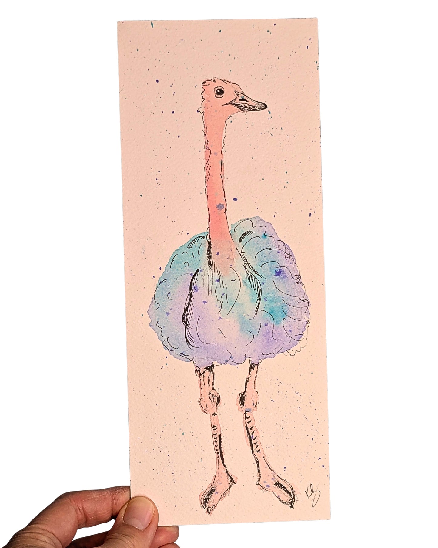 "Feeling Fabulous" Ostrich Original Watercolour & Ink