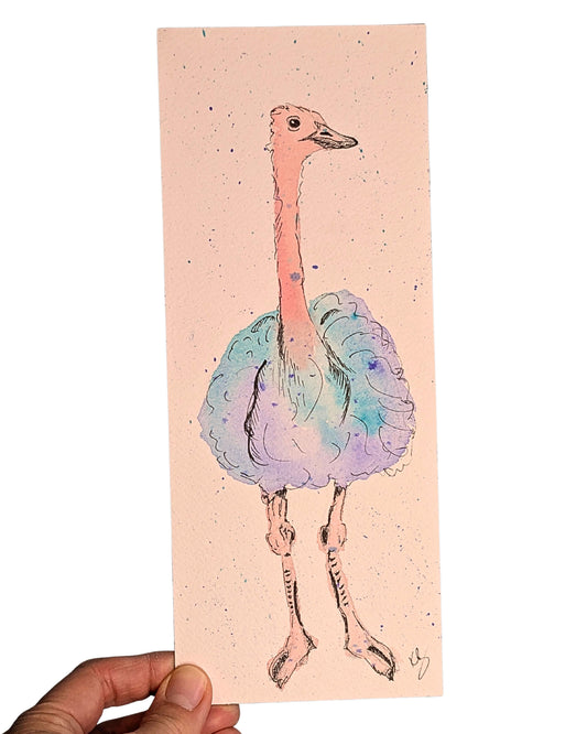 "Feeling Fabulous" Ostrich Original Watercolour & Ink