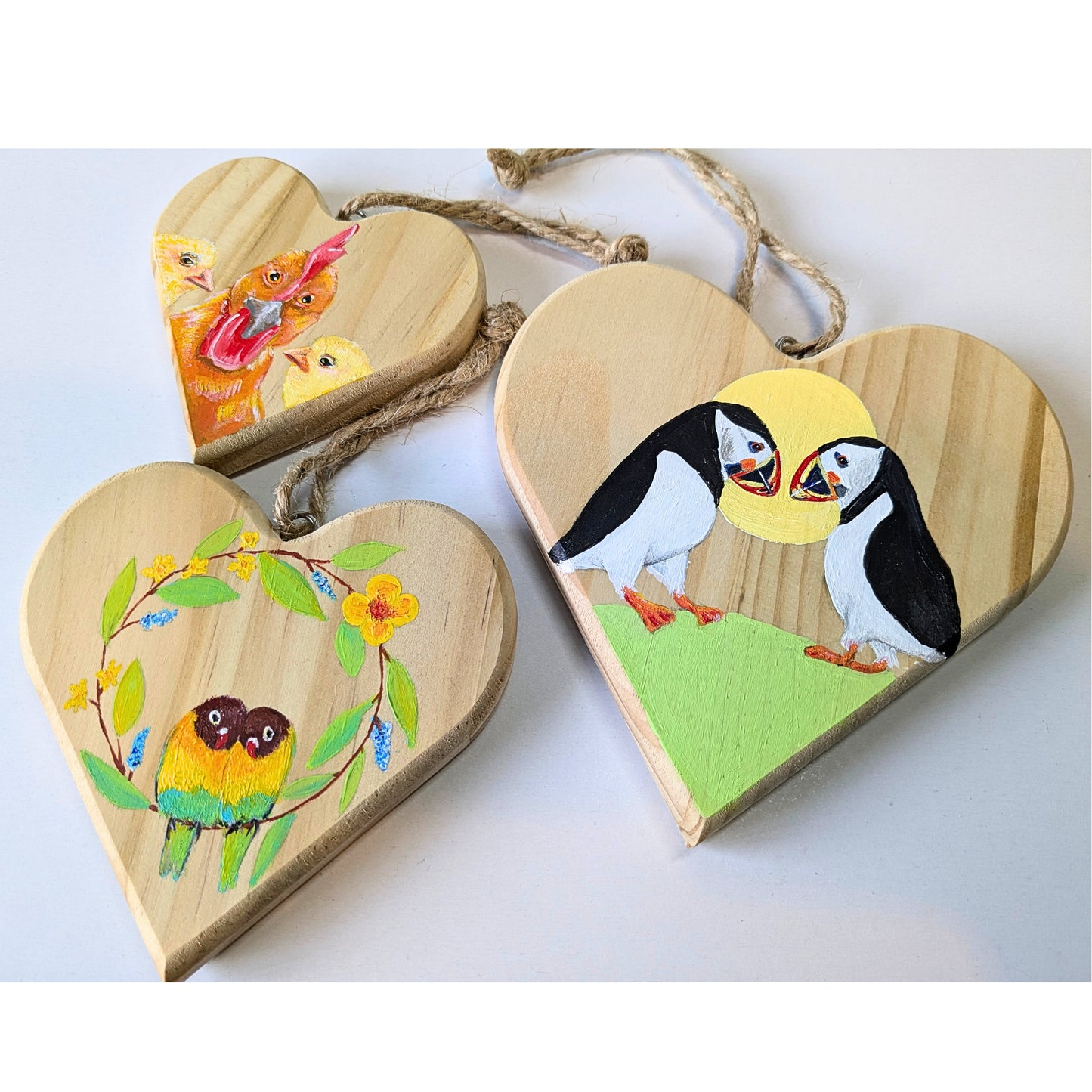Mother Hen Chunky Wooden Heart Hanging (small)