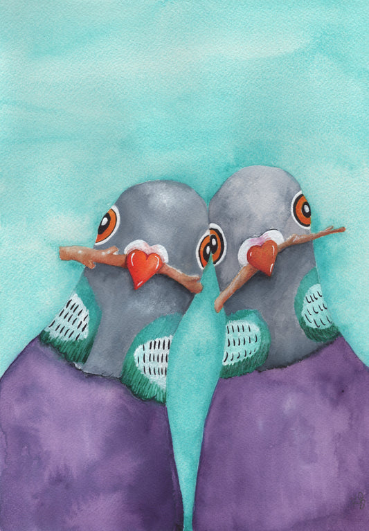 "Nesting Season" Signed Archival Print (Pigeon)